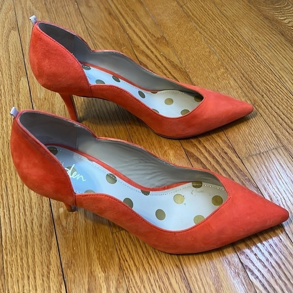 Women's Suede Pointed Toe Wave Edge Stiletto Heel Pumps Shoes Sz 41 US 10 - Picture 5 of 7